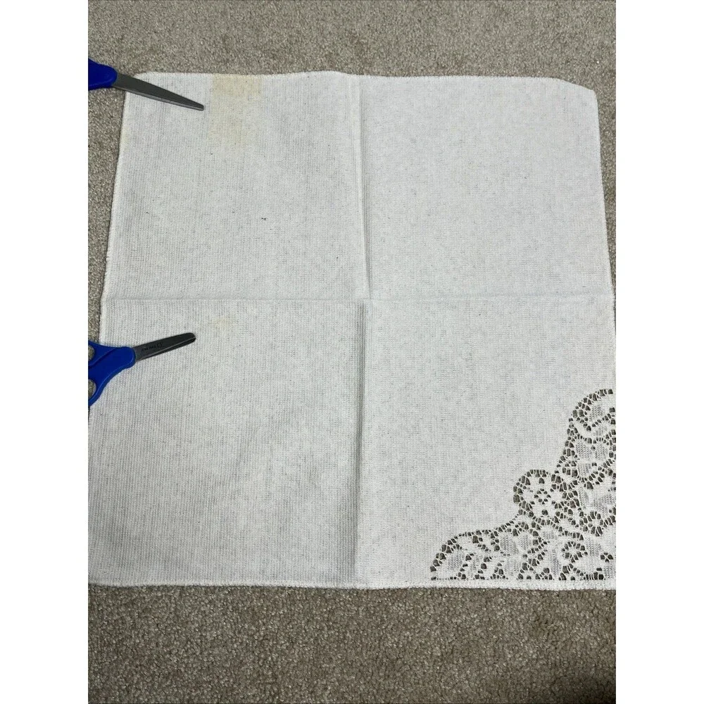 7 VTG Ivory Damask‎ Napkins 16x16” Elegant Woven Floral Border Linen Table Linen